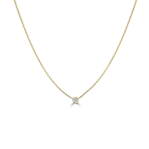 14k Gold & Diamond Bezel Necklace - 0.20ct - 1