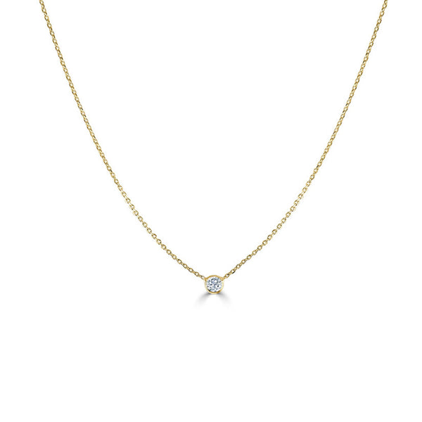 14k Gold & Diamond Bezel Necklace - 0.20ct - 1