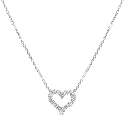 18k Gold & Diamond Open Heart Necklace - 0.49ct - 1