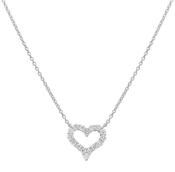 18k Gold & Diamond Open Heart Necklace - 0.49ct - 1