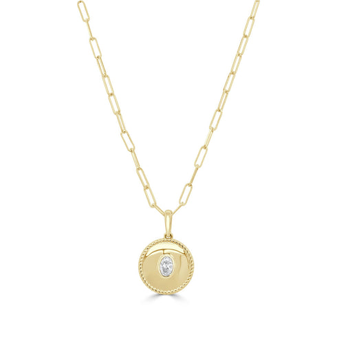 14K Gold & Oval-Cut Diamond Medallion Necklace - 0.27ct - 1