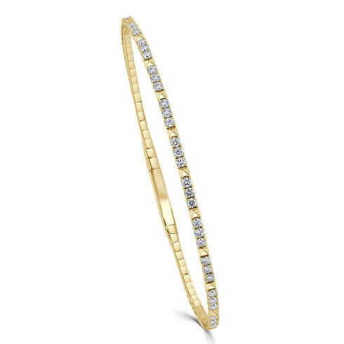 14k Gold & Diamond Flexible Bangle - 0.83ct - 2