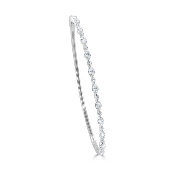 14K Gold Diamond Round & Marquise Shape Bangle - 1.05ct - 1