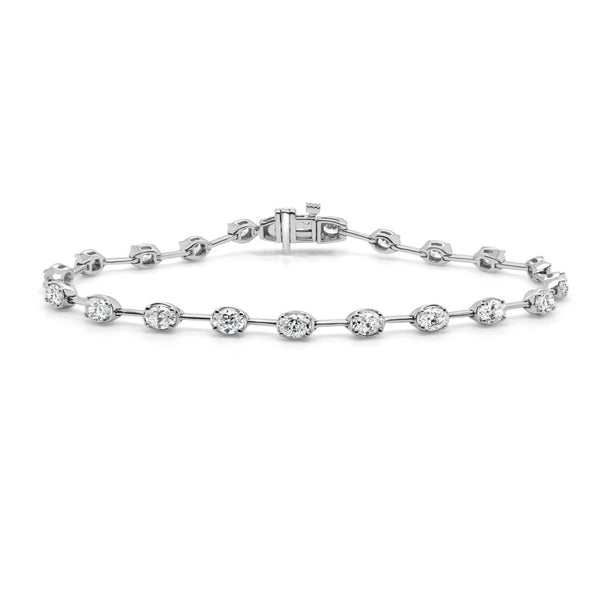 14K Gold & Oval Cut Diamond Tennis Bracelet - 3.21ct - 1