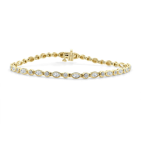 14K Gold Round & Marquise Diamond Bracelet - 1.37ct - 1