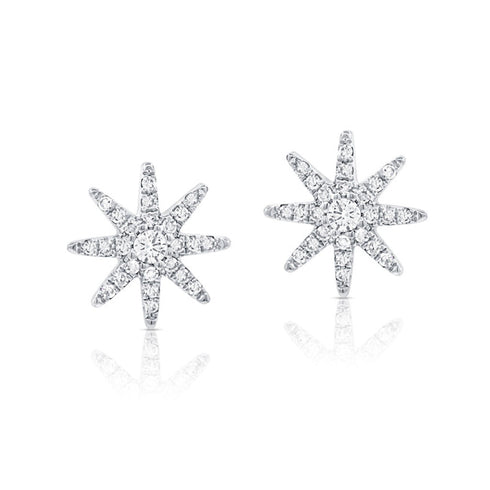 14K Gold & Diamond Star Stud Earrings - 0.21ct - 1