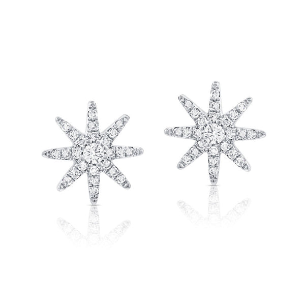 14K Gold & Diamond Star Stud Earrings - 0.21ct - 1