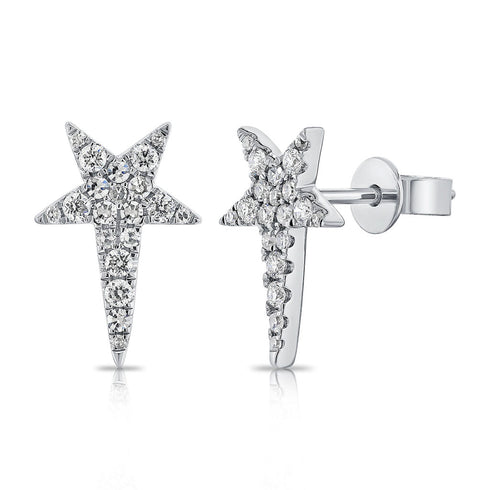 14K Gold & Diamond Star Stud Earrings - 0.30ct - 1