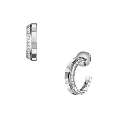 Ice Cube White Gold Hoop Earrings - 1