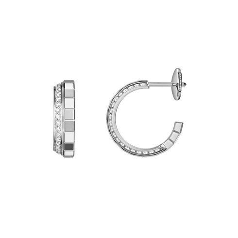 Ice Cube White Gold Hoop Earrings - 2