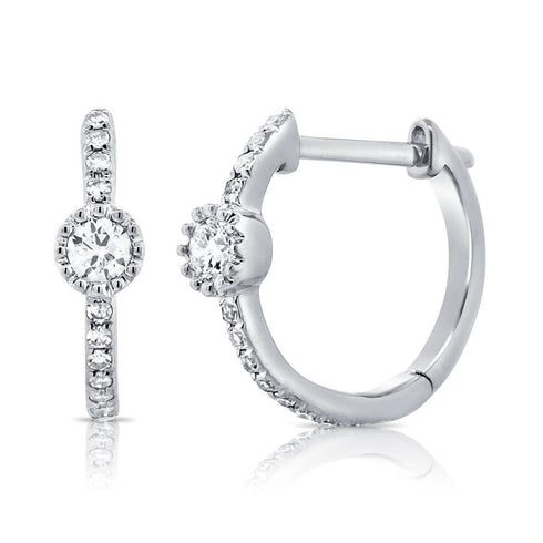 14k Gold & Diamond Huggie Earrings- 0.20 ct. - 1