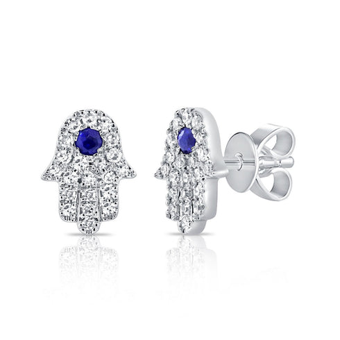 14k Gold & Diamond Evil Eye Earrings - 0.11ct - 1