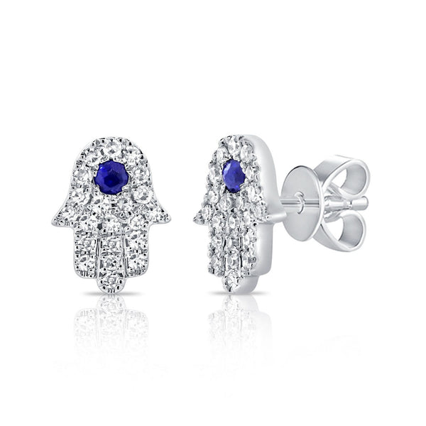 14k Gold & Diamond Evil Eye Earrings - 0.11ct - 1