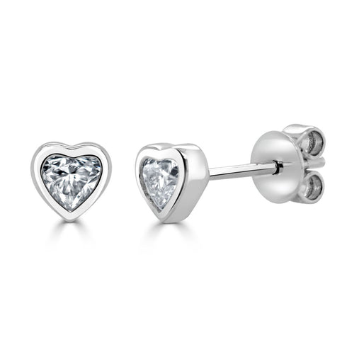14k Gold Bezel Heat Shape Diamond Studs - 0.38ct - 1