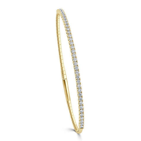 14k Gold & Diamond Flexible Bangle - 0.95ct - 1