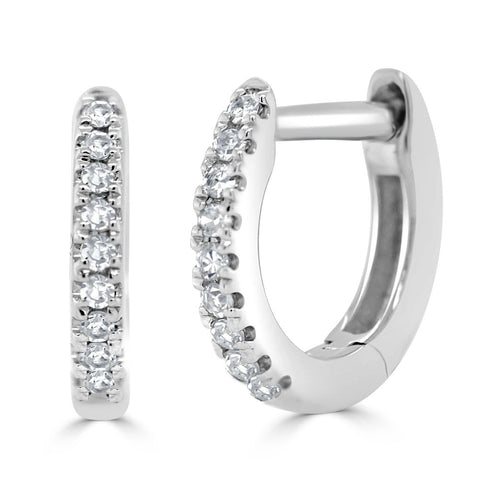 14k Gold & Diamond Huggie Earrings- 0.05 ct. - 1