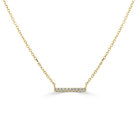 14k Gold & Diamond Mini Bar Necklace - 0.03ct - 1