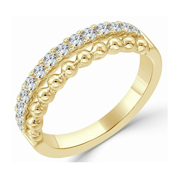 14k Gold & Diamond Beaded Ring - 0.34ct - 1