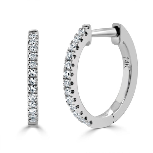 14k Gold & Diamond Huggie Earrings- 0.09 ct. - 1