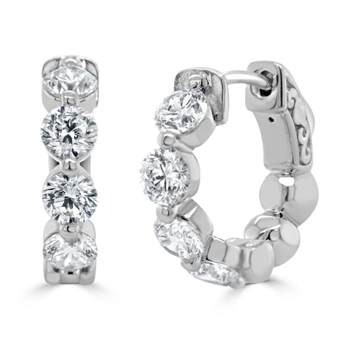 14k Gold & Diamond Hoop Earrings- 1.85 ct. - 1