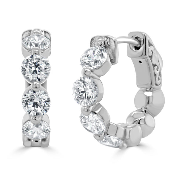 14k Gold & Diamond Hoop Earrings- 1.85 ct. - 1