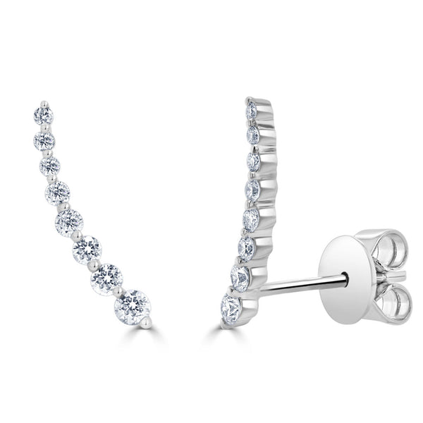 14k Gold & Diamond Ear Climber Earrings - 0.29ct - 1