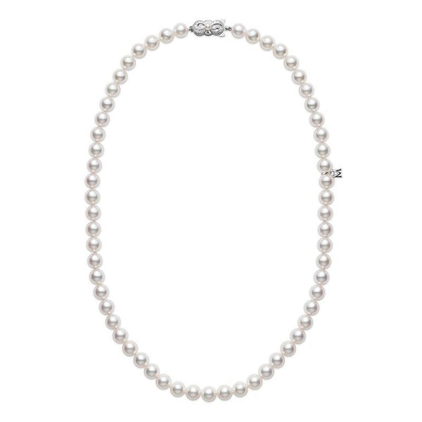 18 Inch Akoya Cultured Pearl Strand Necklace With 18K White Gold Clasp - 1