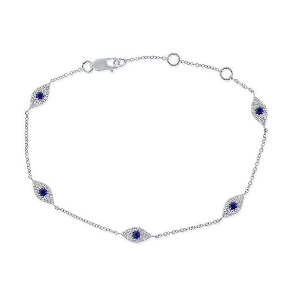 14k Gold & Diamond Evil Eye Bracelet - 0.30ct - 1
