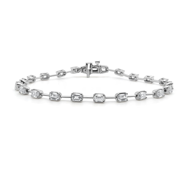 14K Gold & Emerald Cut Diamond Tennis Bracelet - 3.20ct - 2
