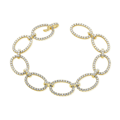 14k Gold & Diamond Oval Link Bracelet - 5.23ct - 2