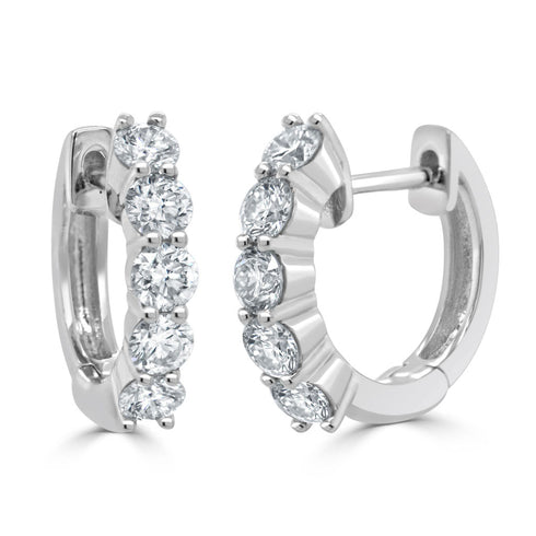 14K Gold & Diamond Huggie Earrings-0.81 ct. - 2