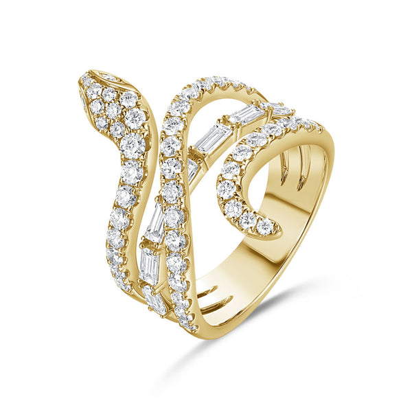 18K Gold & Diamond Snake Ring - 1.47ct - 2