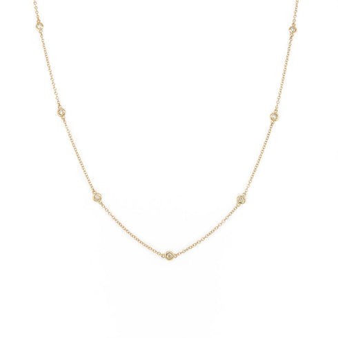 14k Gold & Diamond Station Necklace - 0.30ct - 2
