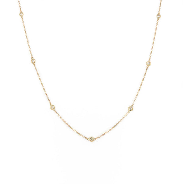 14k Gold & Diamond Station Necklace - 0.30ct - 2