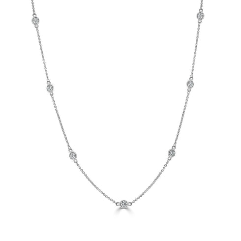 14k Gold & Diamond Station Necklace - 1.45ct - 2