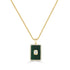 14K Gold Emerald Cut Diamond Medallion in Malachite - 0.37ct - 2