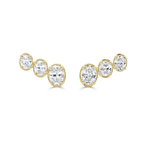 14K Gold Oval Cut Diamond Earrings - 0.75ct - 2