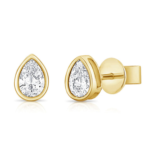 14K Gold & Pear-Shaped Diamond Stud Earrings - 0.30ct - 2