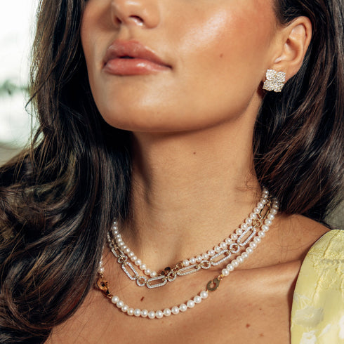 14K Yellow & White Gold Pavé Diamond Link Chain Necklace, 2.75ct - 2