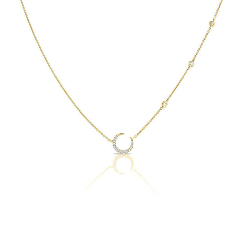 14k Gold & Diamond Moon Necklace - 0.17ct - 2