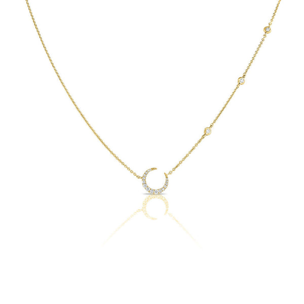 14k Gold & Diamond Moon Necklace - 0.17ct - 2