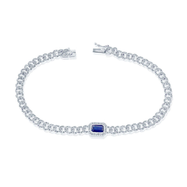 14k Gold Diamond & Sapphire Link Bracelet - 2