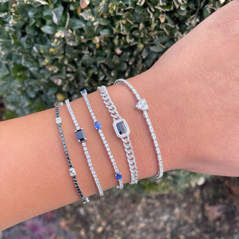 14k Gold Diamond & Sapphire Link Bracelet - 3
