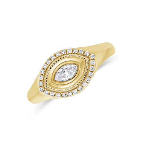 Marquise Shape And Round Diamond Marquise Ring - 1