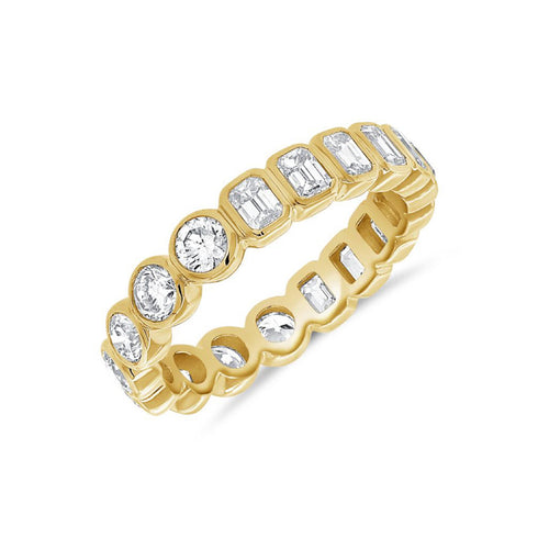 2.02ct Round And Emerald Shape Diamond Bezel Ring - 1