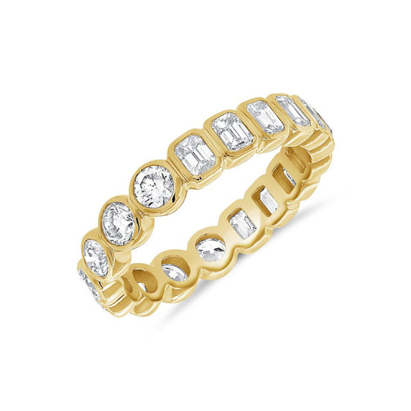 2.02ct Round And Emerald Shape Diamond Bezel Ring - 1