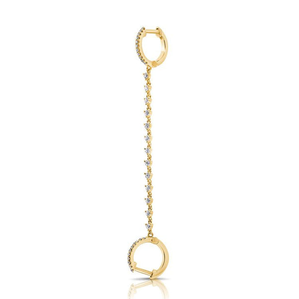.50ct Diamond Huggie With Chain Earrings - 1