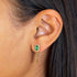 Emerald And Diamond Stud With Chain Earrings - 2