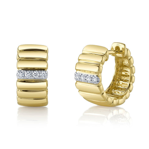 Kate 0.09ct Diamond Ribbed Huggie Earring - 1