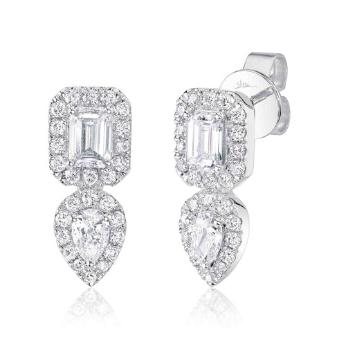 Adele1.50ct Diamond Emerald Pear Stud Earring - 1